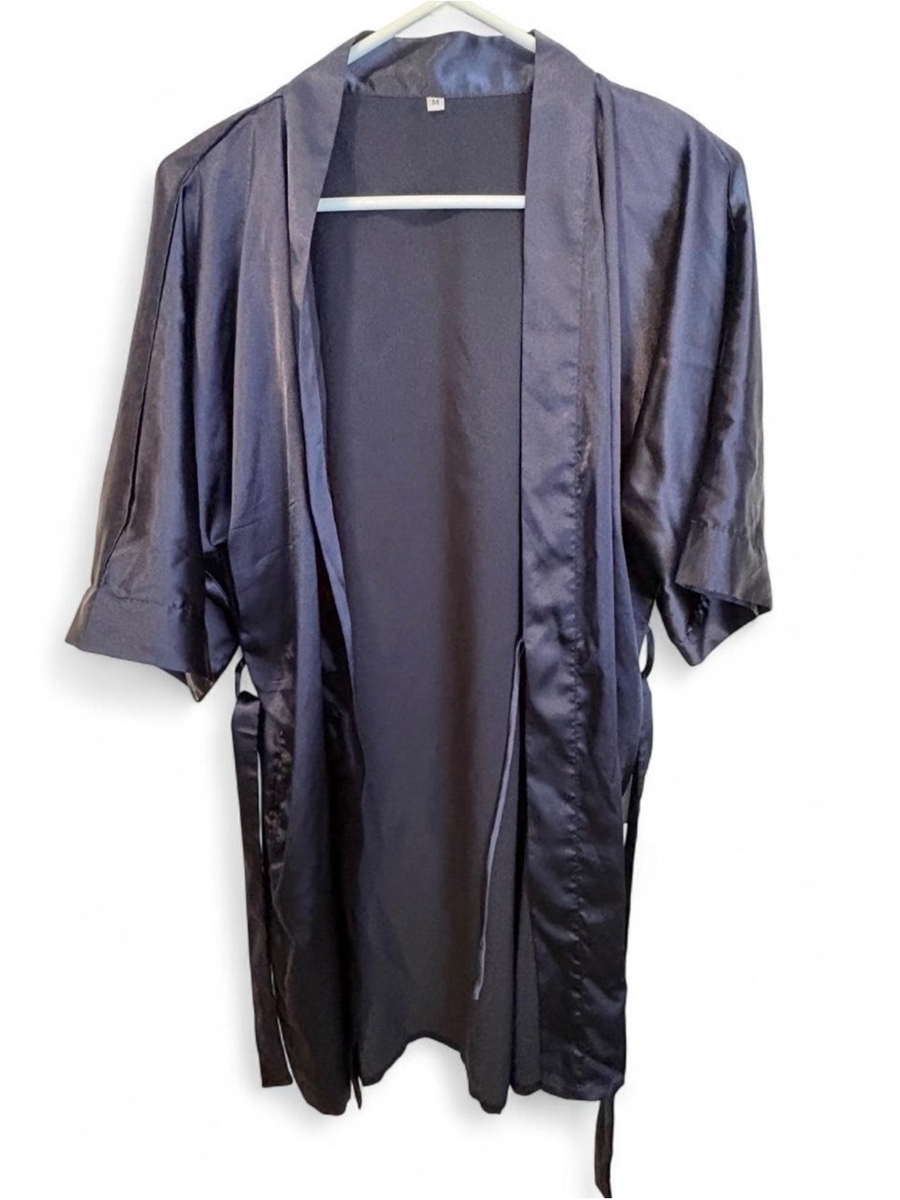 Satin Robe for Women - Navy - Picture 1 of 5